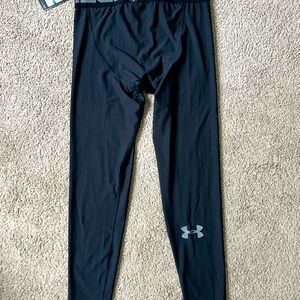 Under Armour Black Kids' Performance Leggings with Gray Logo